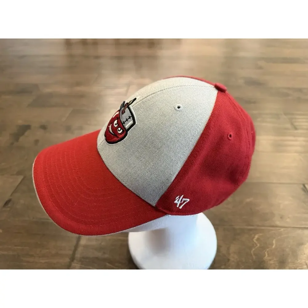 47 Brand Mens Gray Red MiLB Fort Wayne TinCaps Adjustable Strapback Wool Hat Cap